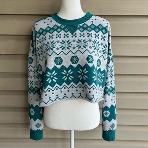 •Colsie• Cropped Fair Isle Sweatshirt - Size Large